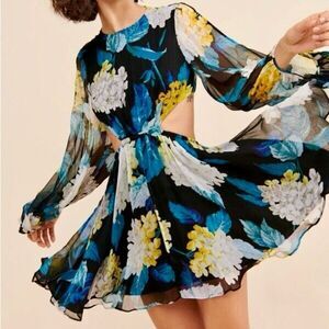 Alice McCall Wild Frontiers Mini Dress Floral Cutout Long Sleeve Cocktail Sz 10
